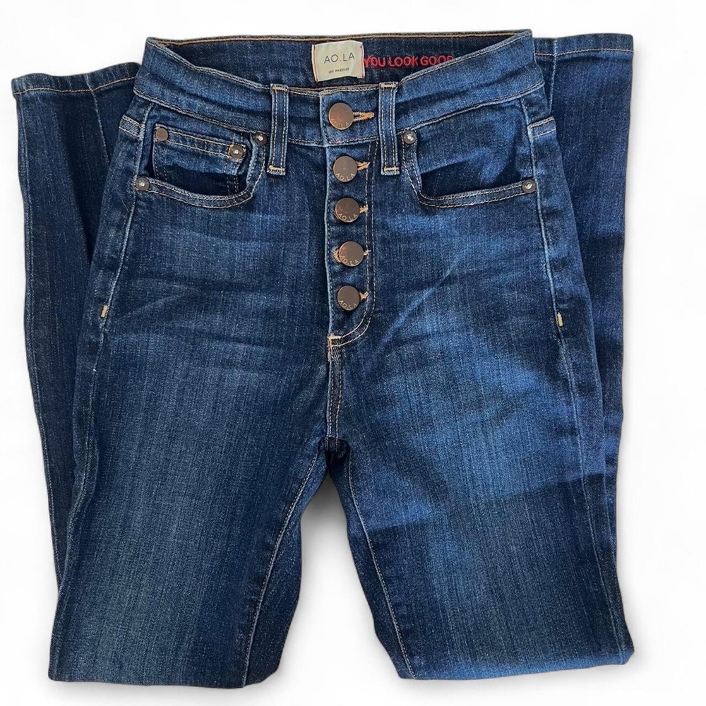 AO.LA Dark Blue Denim High Rise Skinny Jeans